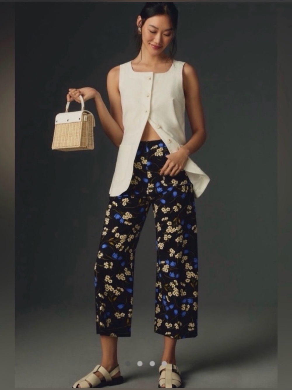 Anthropologie Maeve Colette
Wide-Leg Crop Pants Size 28 used
Floral Black Ponte